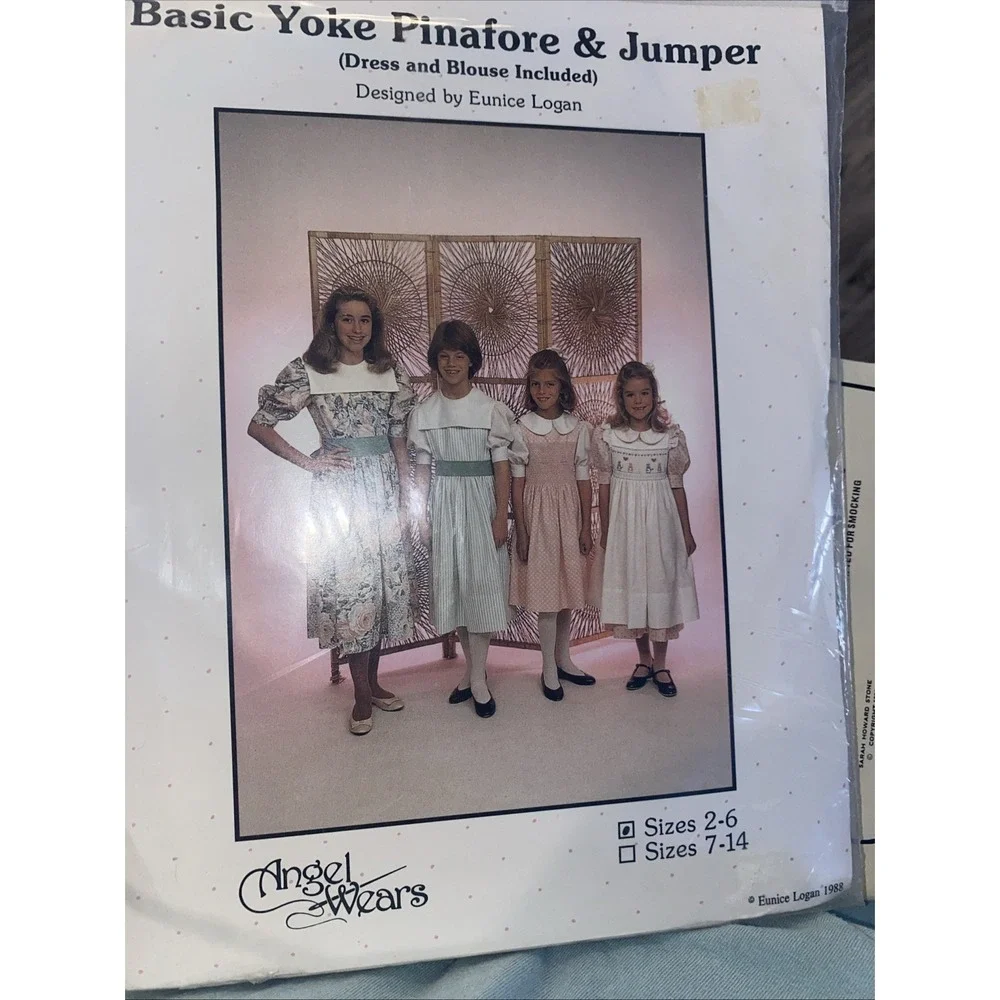 Vintage Angel Wears Basic Yoke Pinafore Jumper Sewing Pattern Sz 2-6 Uncut 1988